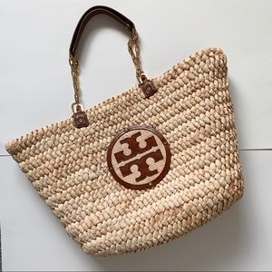 Tory Burch beach straw shoulder tote bag